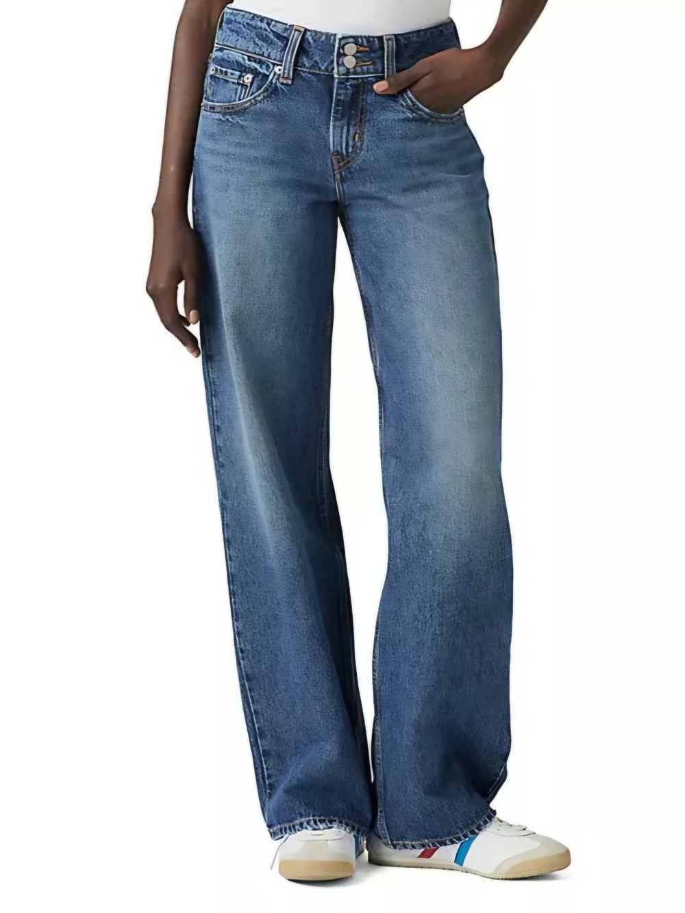 Levi’s Superlow Jeans Women’s 28 Low Rise Wide Leg Medium Wash Raw Hem Y2K